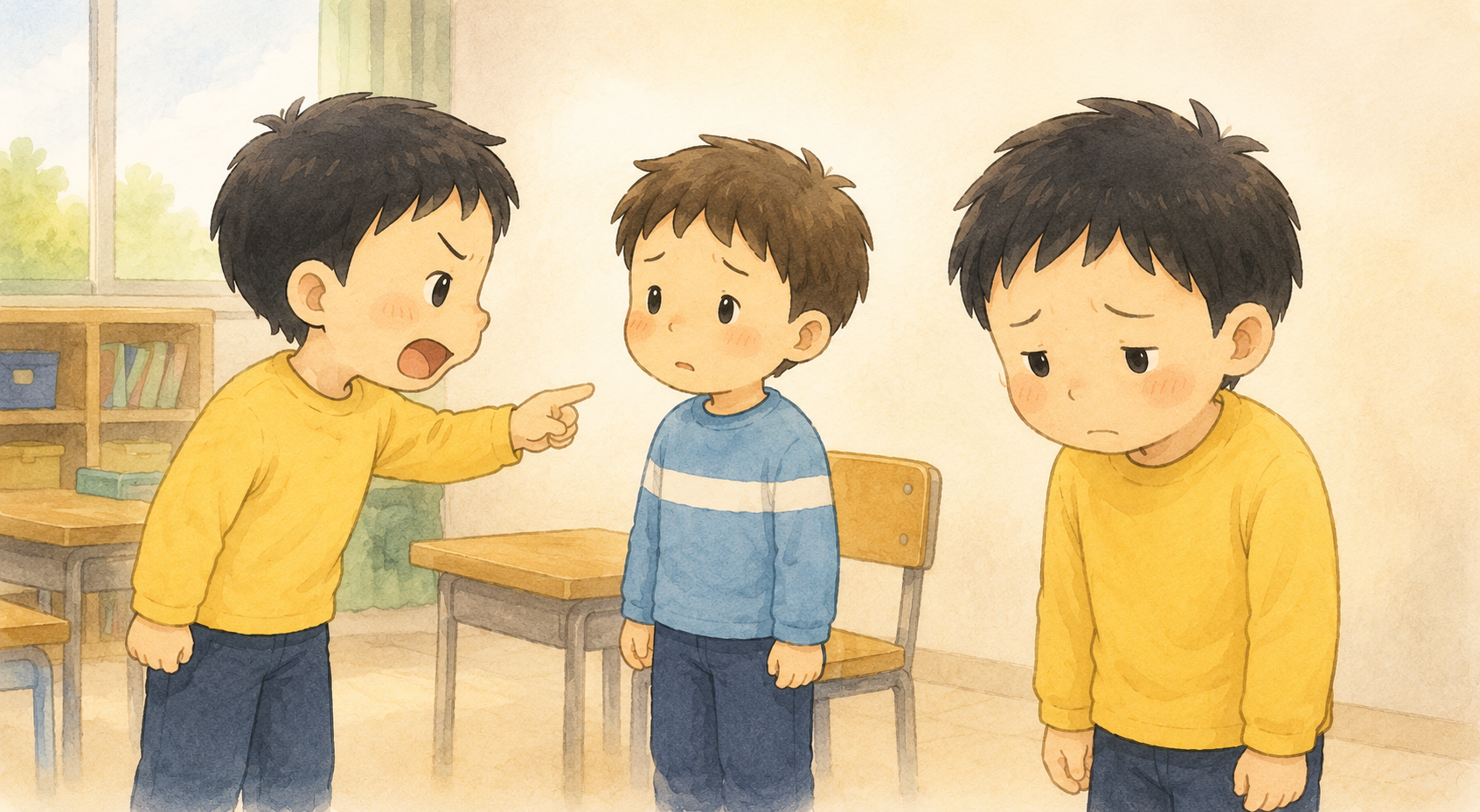 おともだちに いやなことを いってしまったの場面イラスト